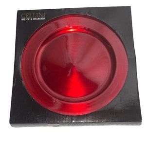 Set Of 4 Cellini Ruby Red 13" Chargers Christmas Holiday Table Decor Plastic